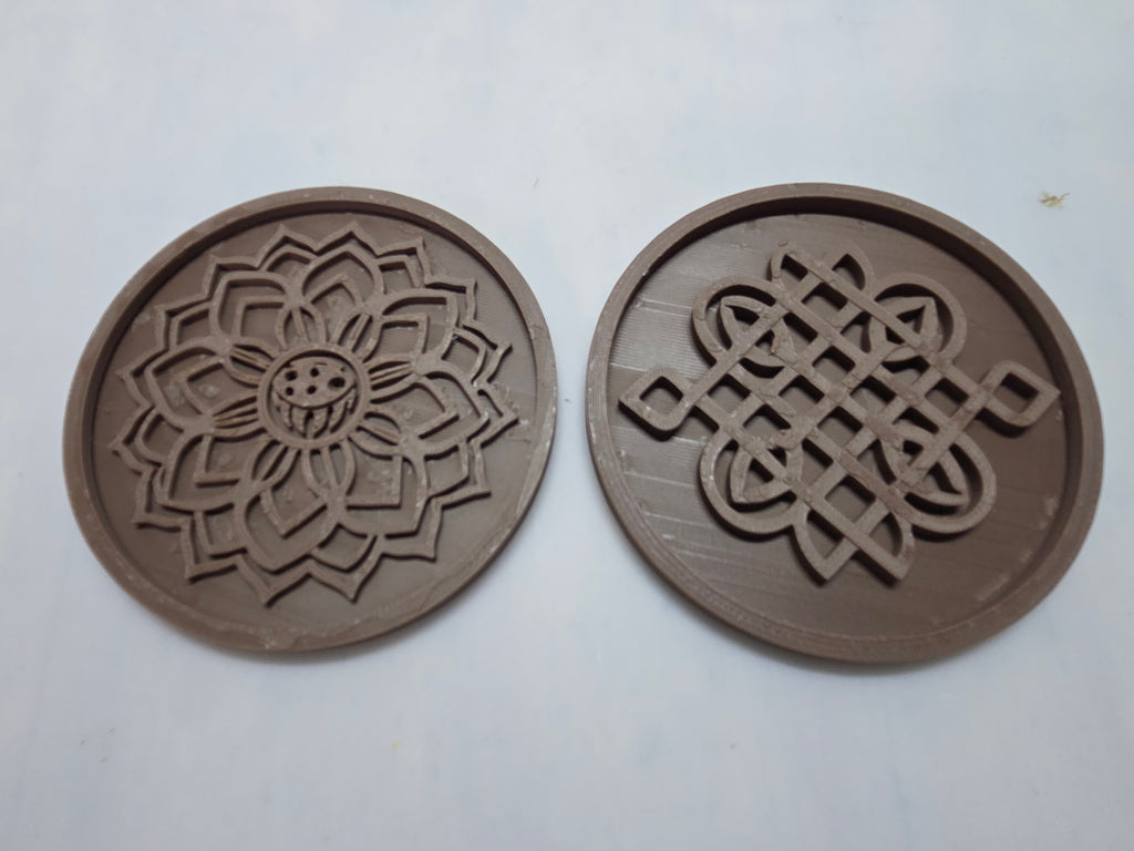 Vault 113 “Zen Division” Buddha Coaster Set – 4” Mandala Drink Coasters + Holder (PLA, Multiple Colors)